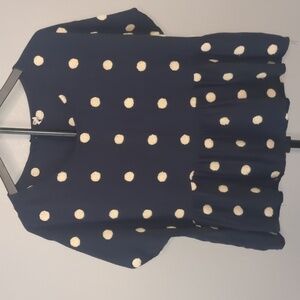 Altar'd State M Navy Polka Dot Peplum Top